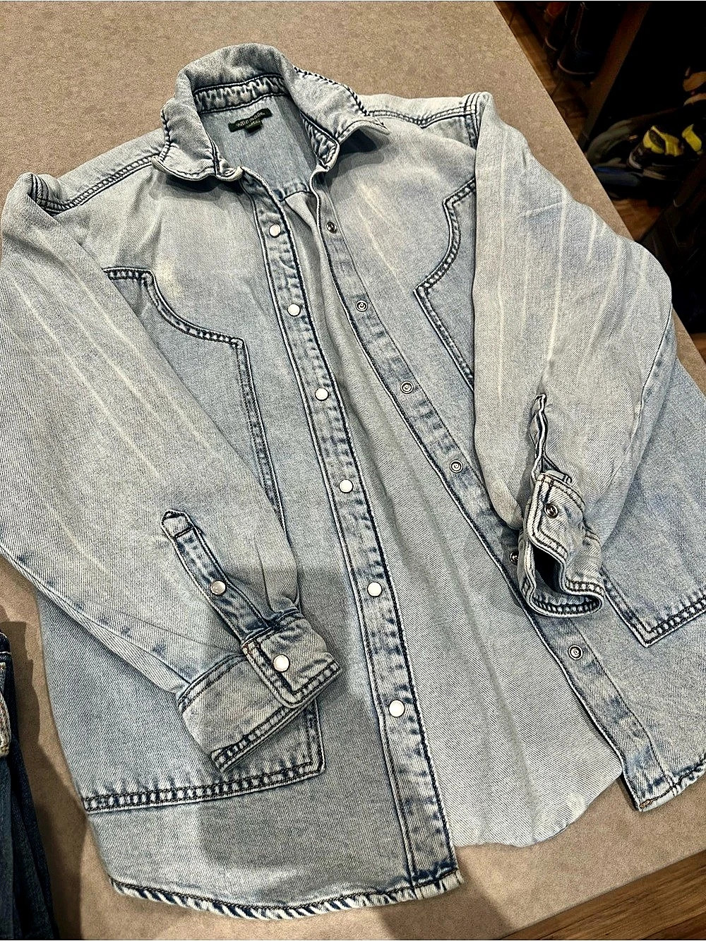Wild Fable Oversized Denim Western Shirt Blue XS